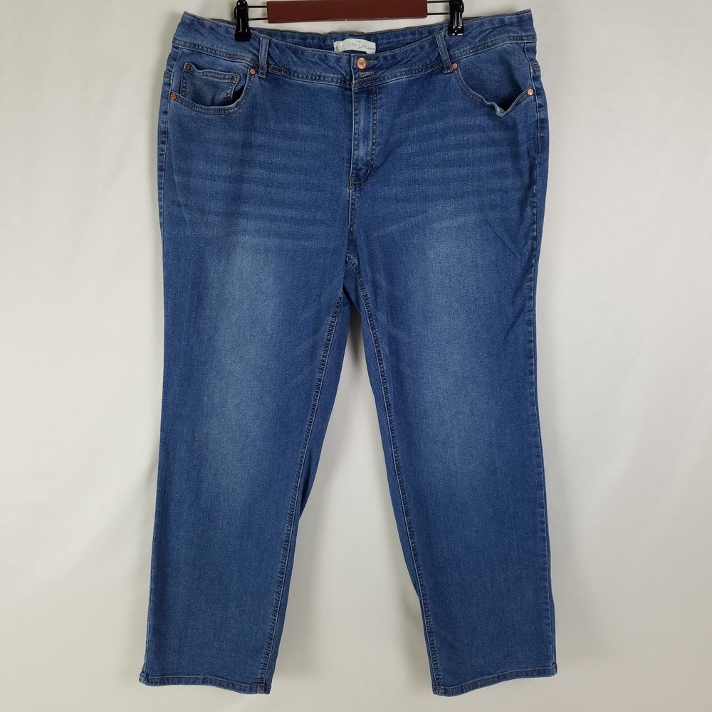 Cato Denim Womens 20W Curvy Straight Leg Jeans Medium Wash‎ Stretch Blue Denim
